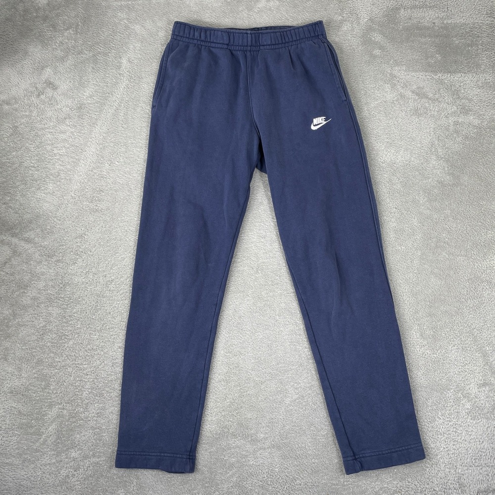 Nike Sportswear Sweatpants Mens Small Navy Blue Fleece Straight Leg Embroidered
